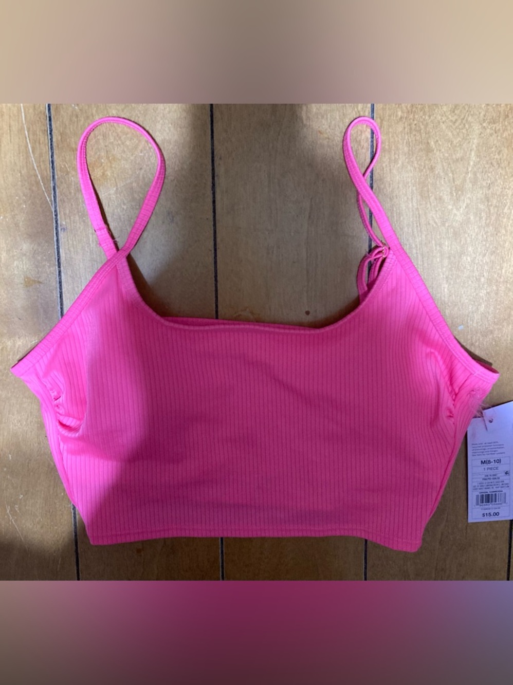 NWT Ladies Size Medium Wild Fable Hot Pink Ribbed Crop Tank Top